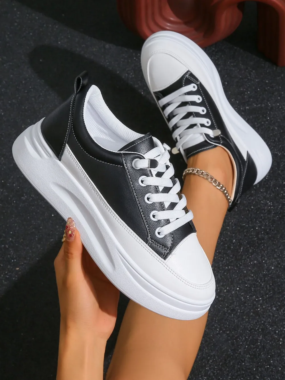 Lace Up Platform Sneakers, image 3