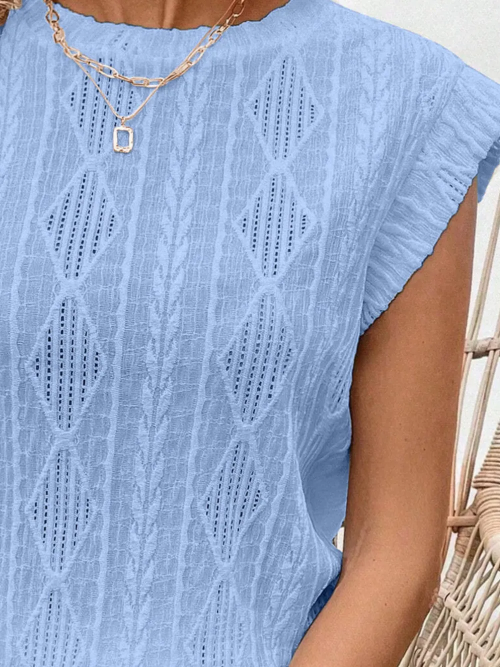 Openwork Round Neck Top, image 17