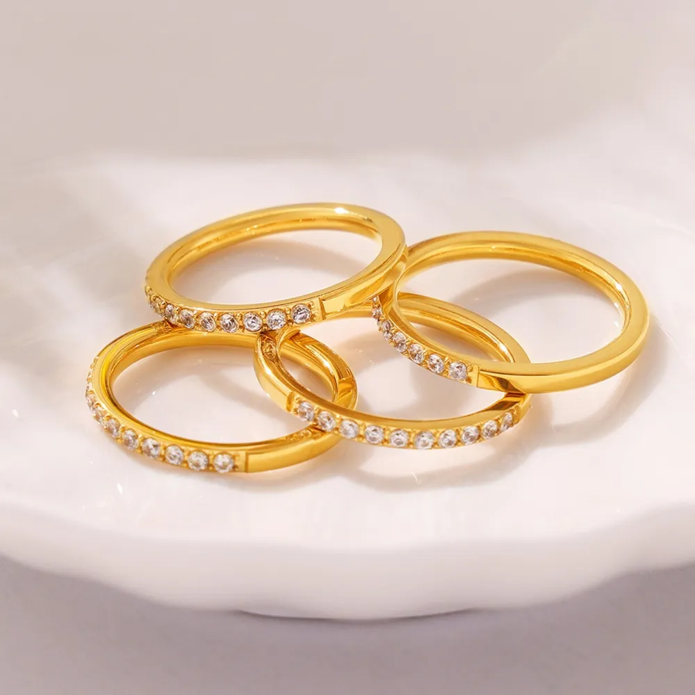 Titanium Steel Inlaid Zircon Ring, image 2