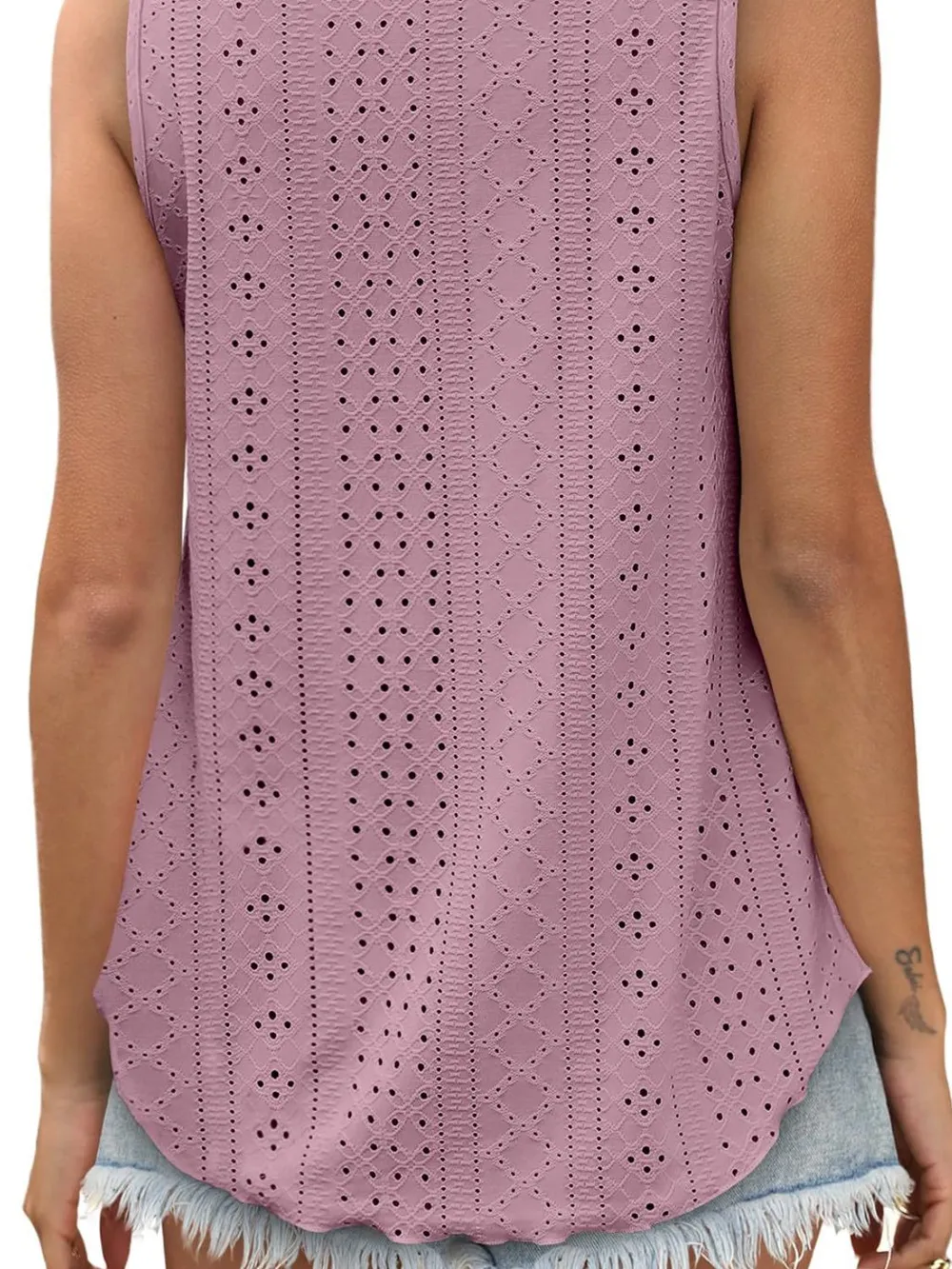 Eyelet Scoop Neck Tank, image 3