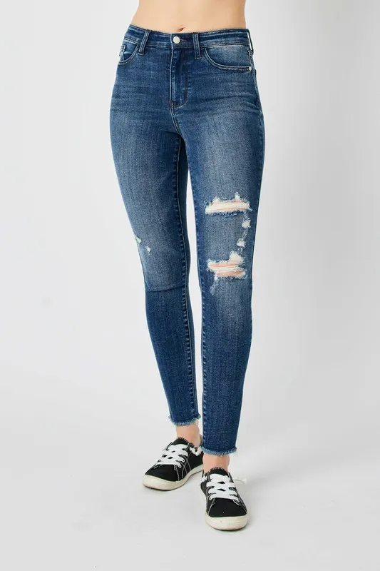 Full Size High Waist Distressed Skinny Jeans, image 3