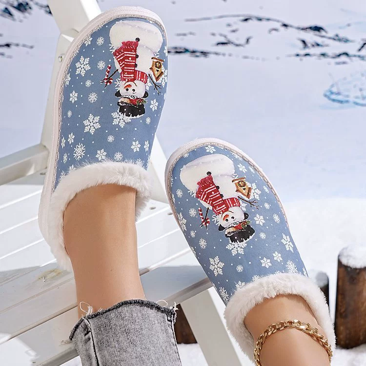 Christmas Snowman Plush Lined Slippers, image 4