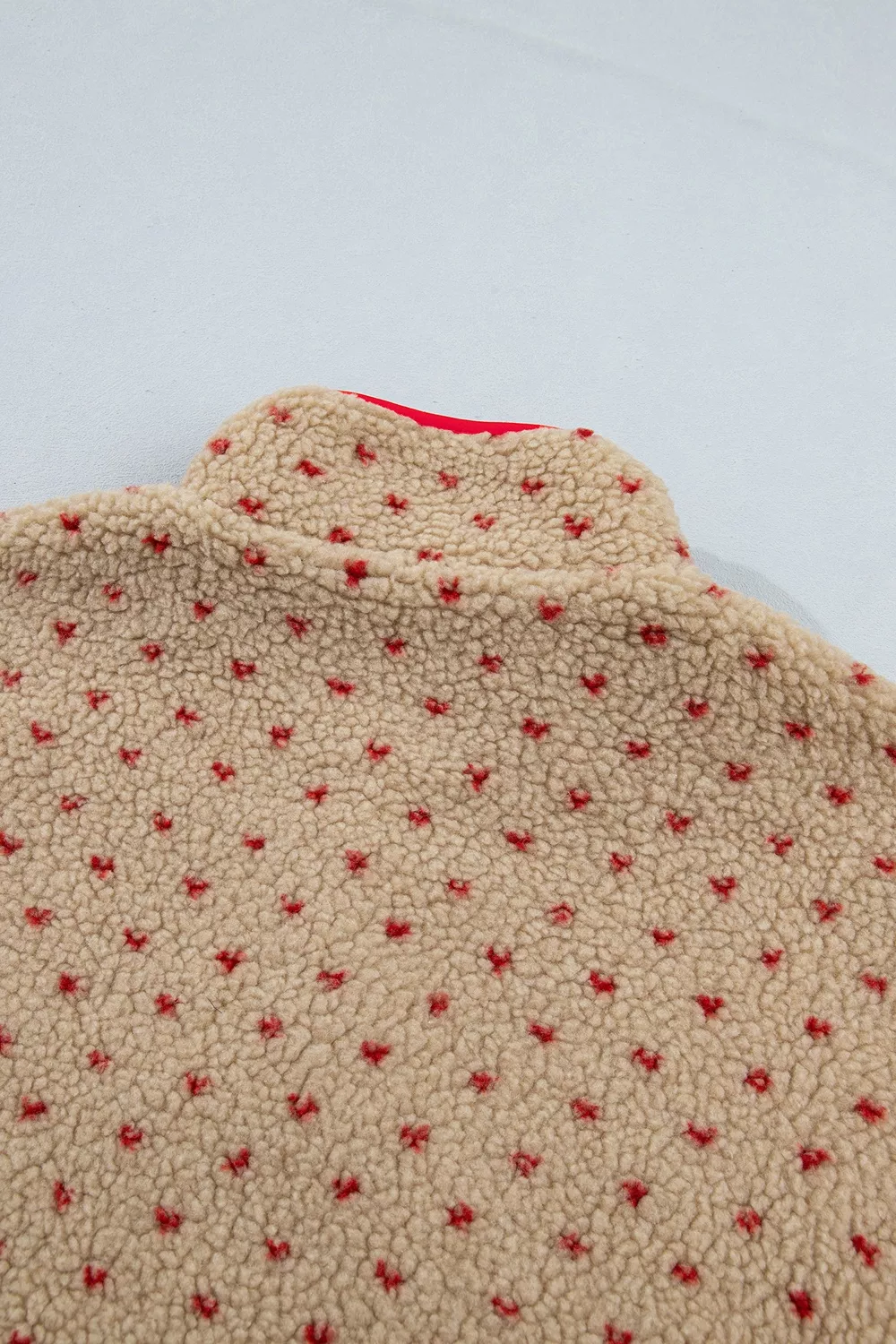 Heart Pattern Fleece Colorblock Collar Long Sleeve Sweatshirt, image 7
