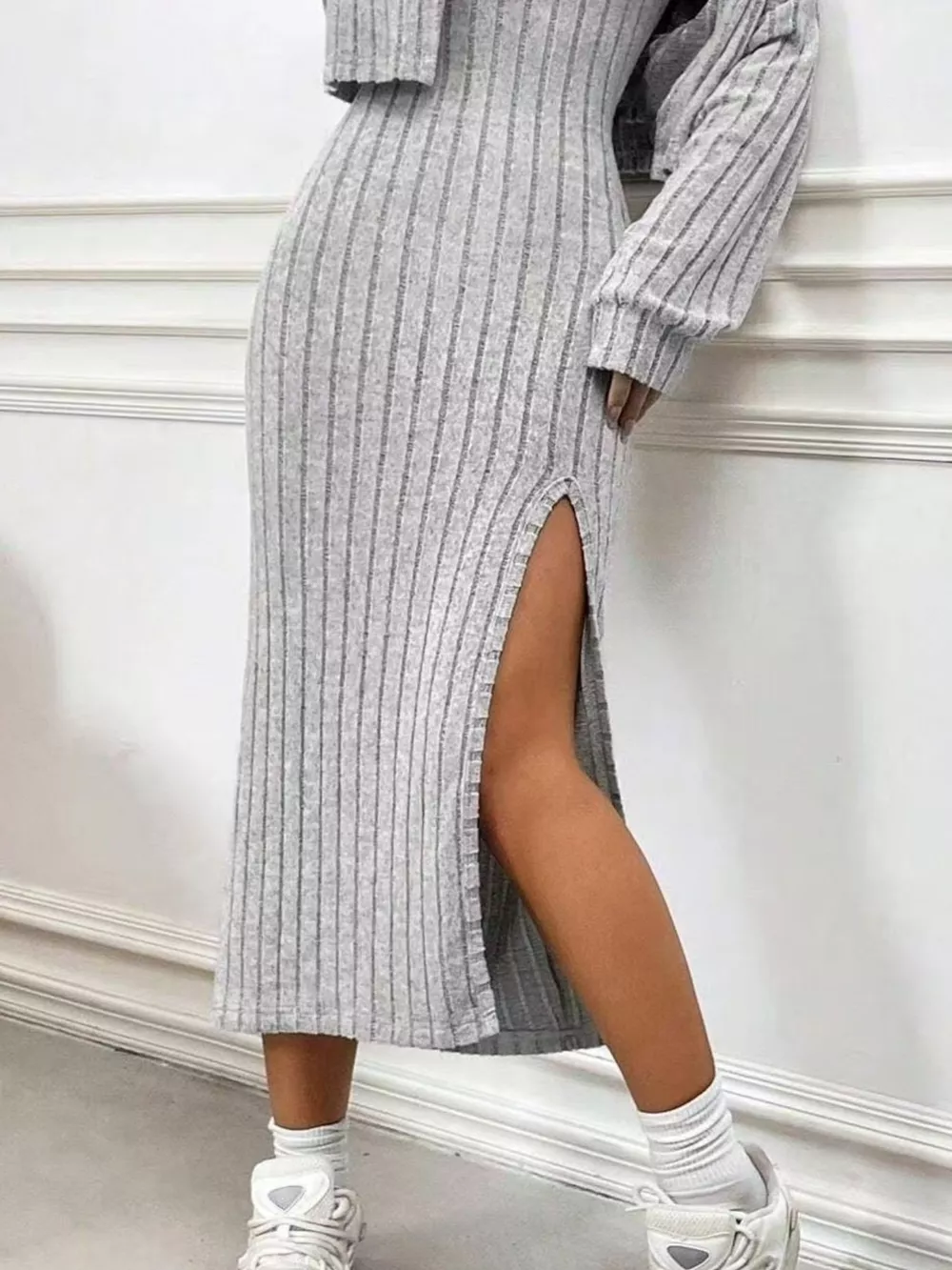 Ribbed Knit Cami Dress & Cardigan Set, image 8
