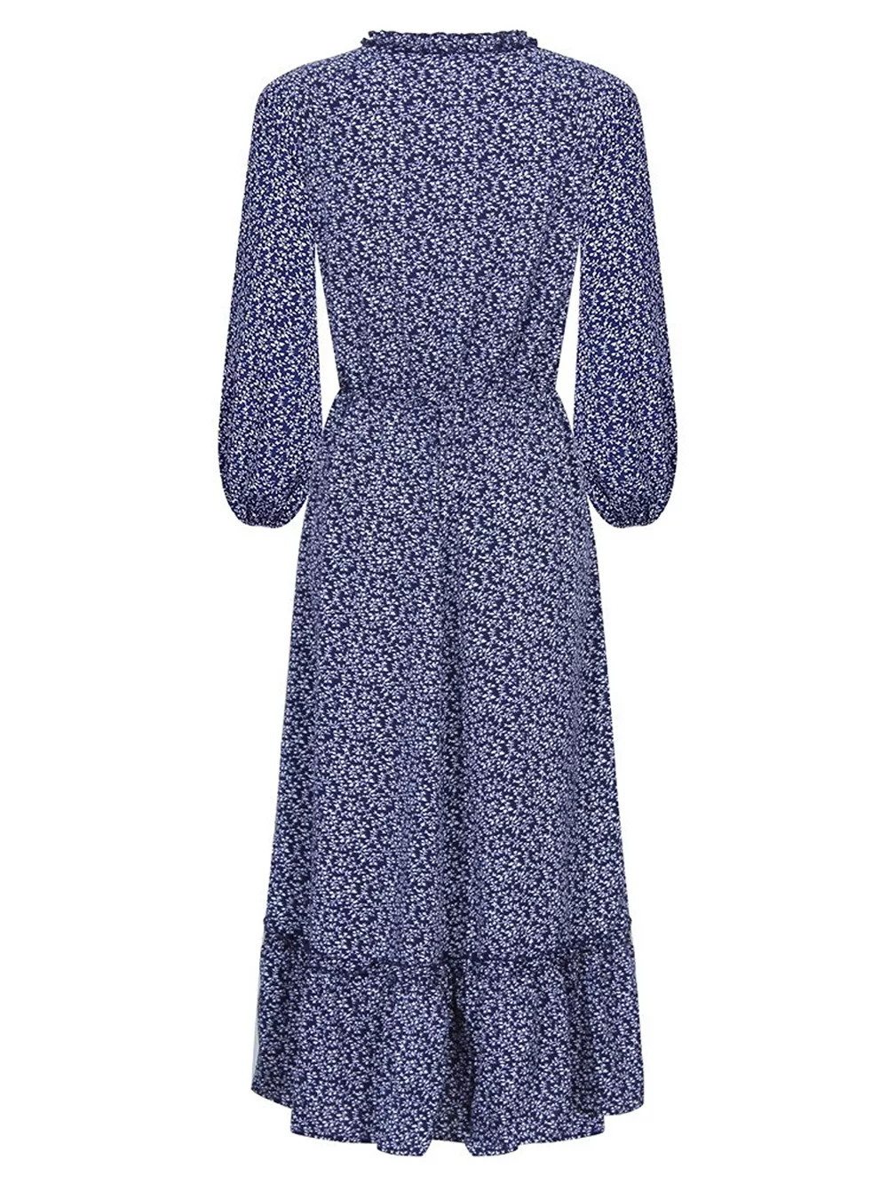 Floral Print Long-Sleeve Ruffle Hem Midi Dress, image 6