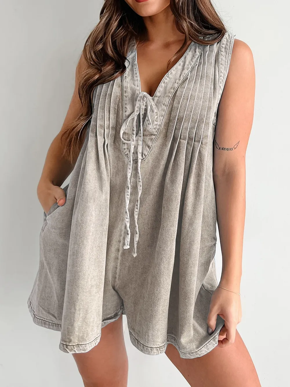 Tied Romper with Pockets, image 17