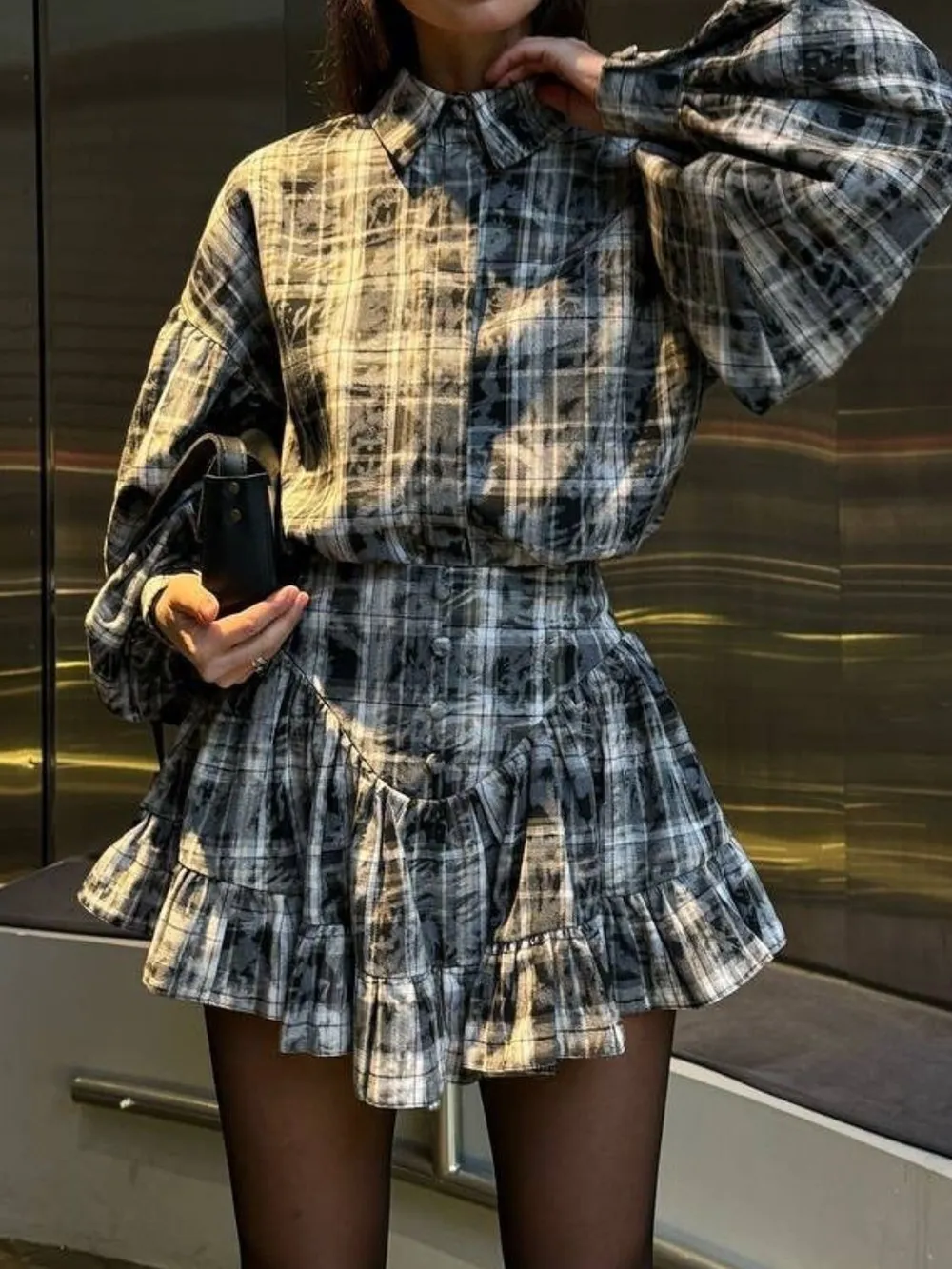 Lantern Sleeve Shirt and Ruffled Skirt Set, image 6