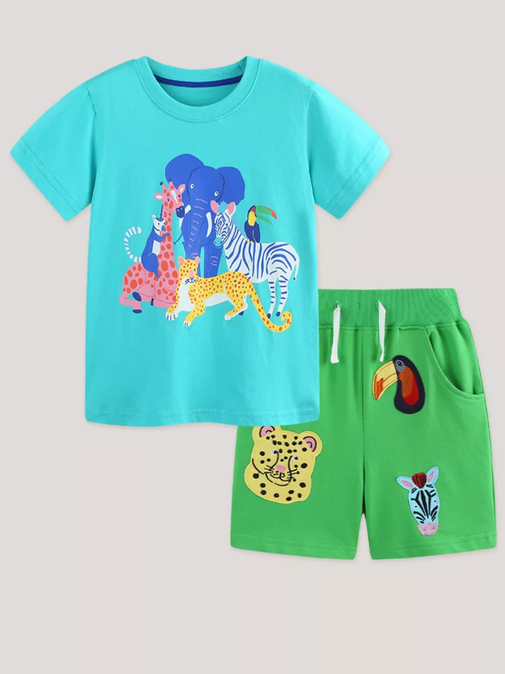 Children's Animal Print Short Sleeve Tee and Shorts Set, image 2