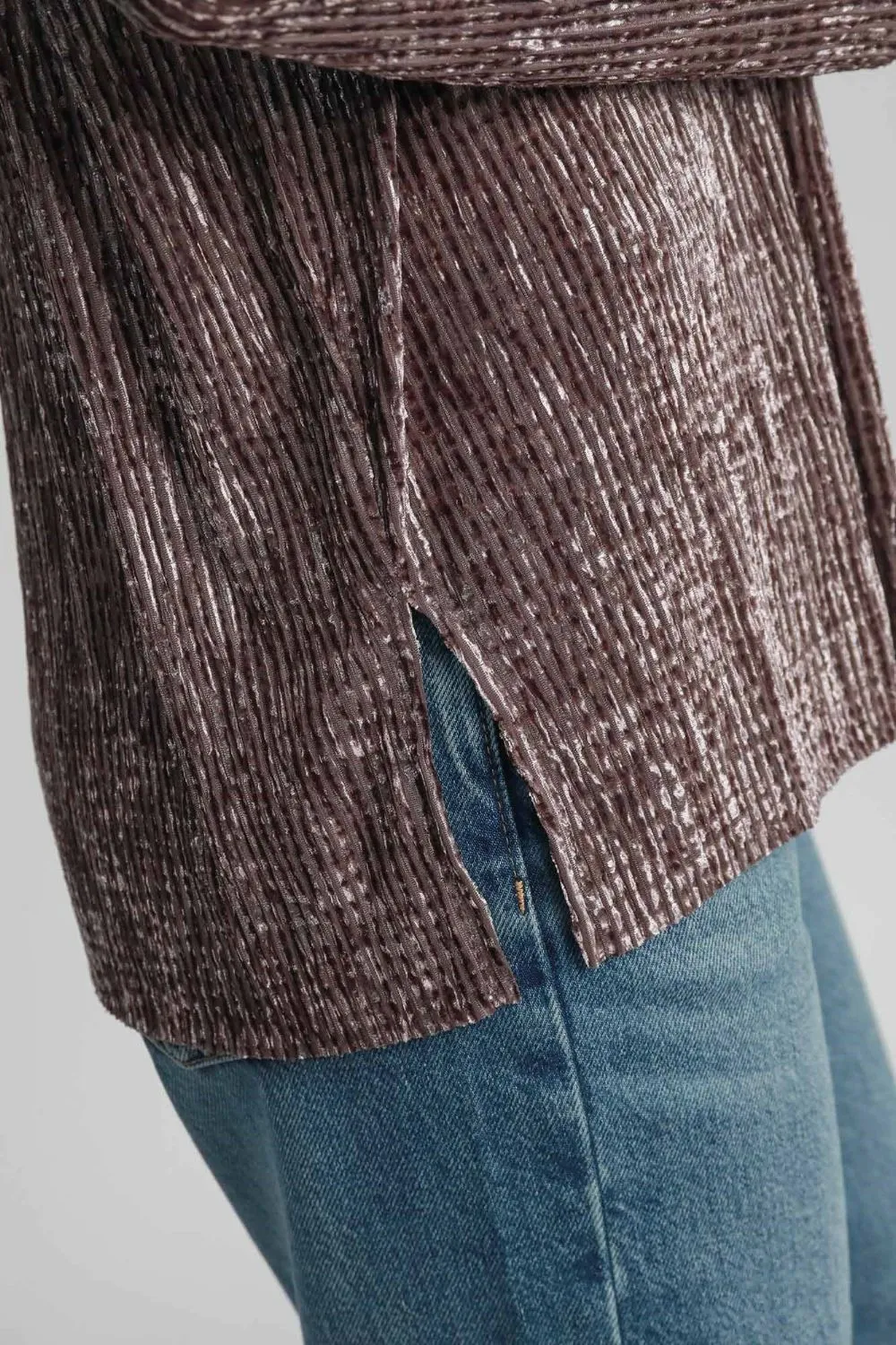 Side Slit Texture Button Up Shirt, image 4