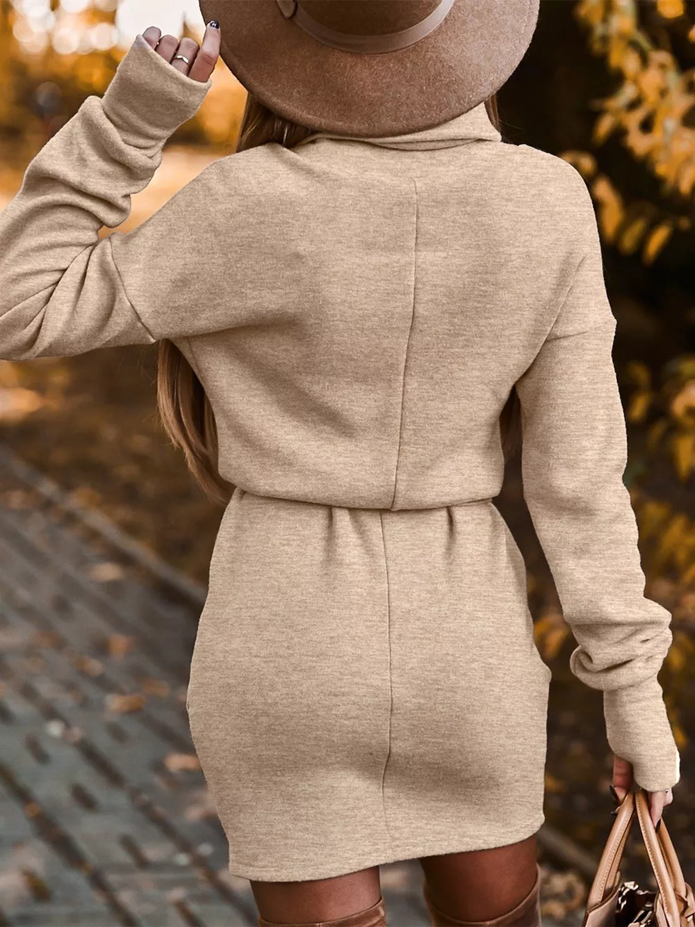 Turtleneck Belted Knit Dress, image 2