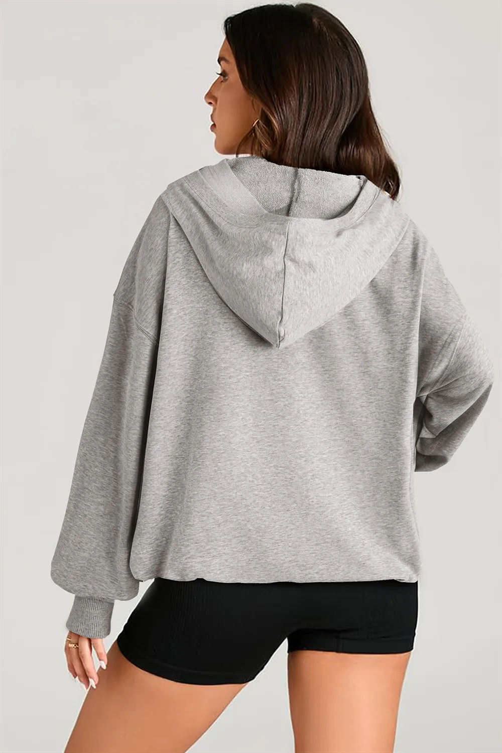 Pocketed Half Zip Long Sleeve Hoodie, image 24
