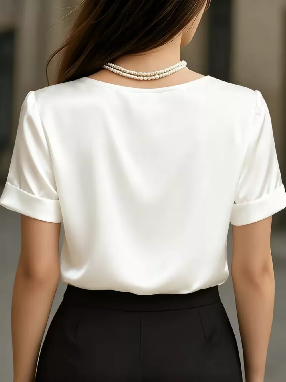 Elegant V-Neck Short Sleeve Ruched Top, image 5