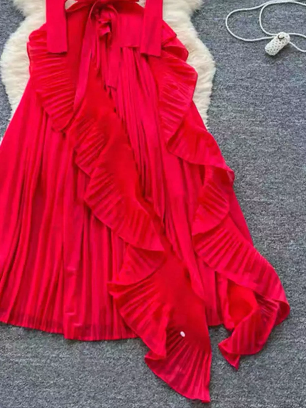Ruffle Trim Pleated Midi Dress, image 8