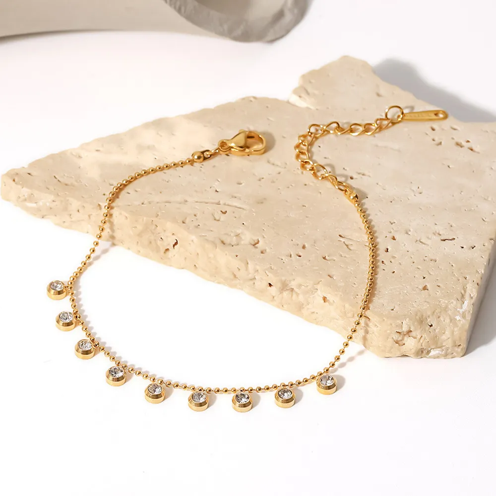 Zircon 18K Gold-Plated Stainless Steel Bracelet, image 2