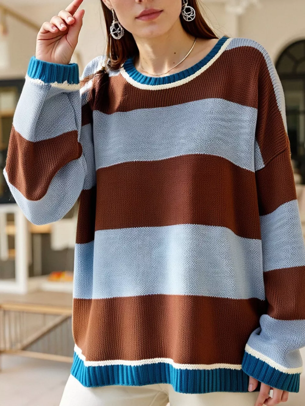 Color Block Round Neck Sweater, image 15