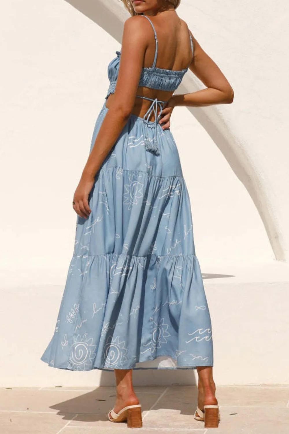 Cutout Printed Sleeveless Midi Cami Dress, image 17