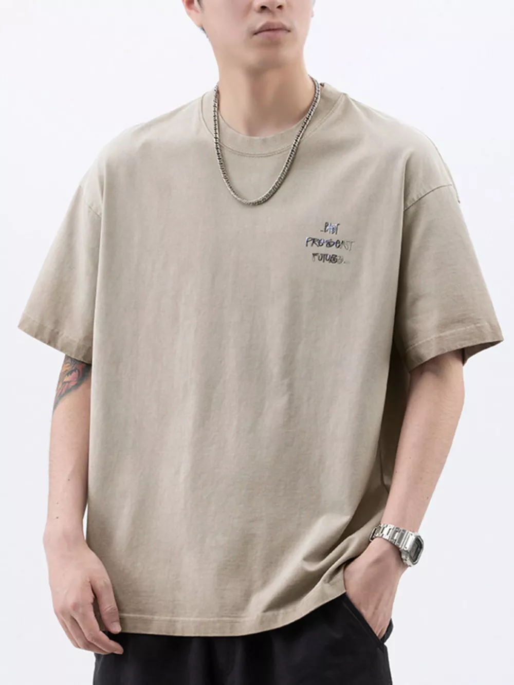 Men's Plus Size Oversized Round Neck Letter Graphic T-Shirt, image 3