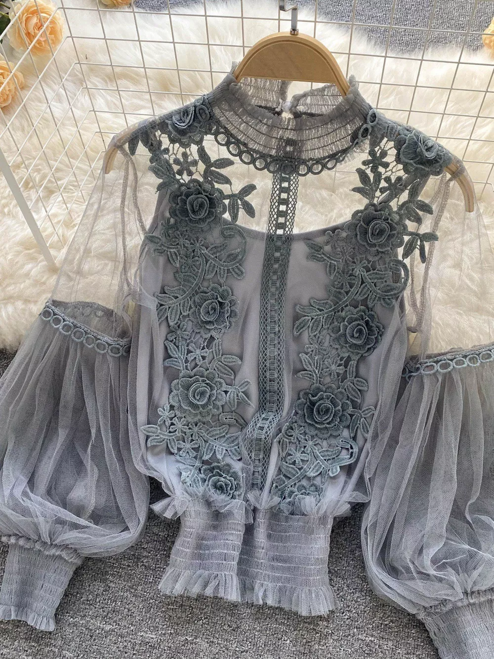Floral Lace Blouse & Cami Set, image 17