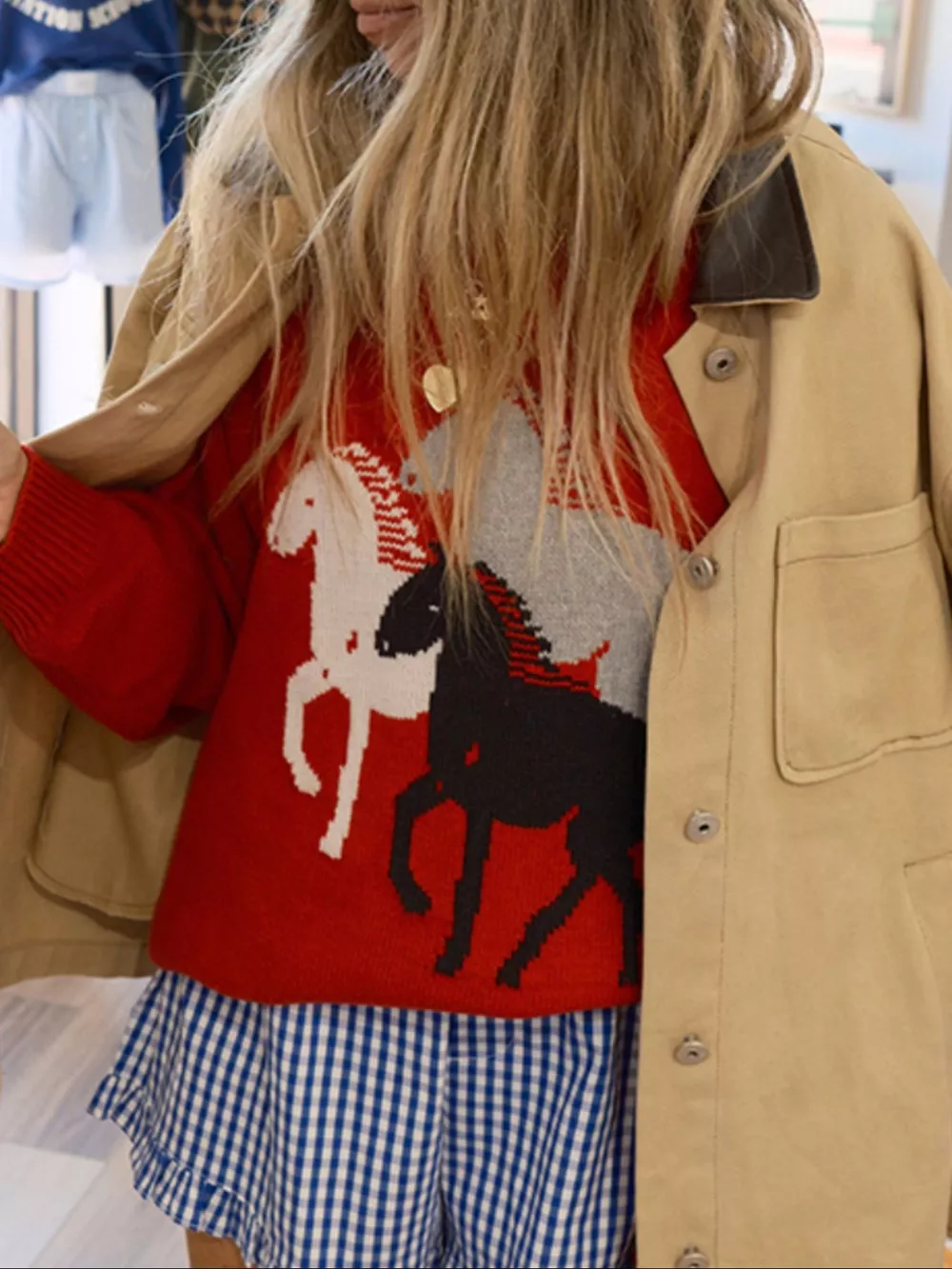 Horse Round Neck Long Sleeve Sweater, image 4