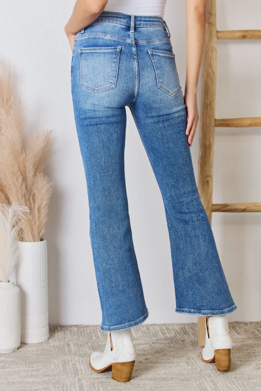 Full Size High Rise Ankle Flare Jeans, image 2
