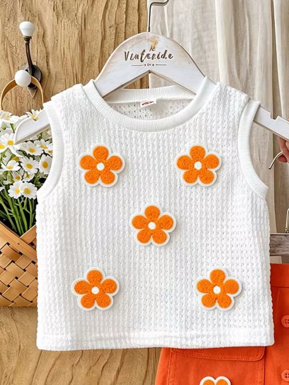 Children's Flower Sleeveless Top and Skirt Set, image 7