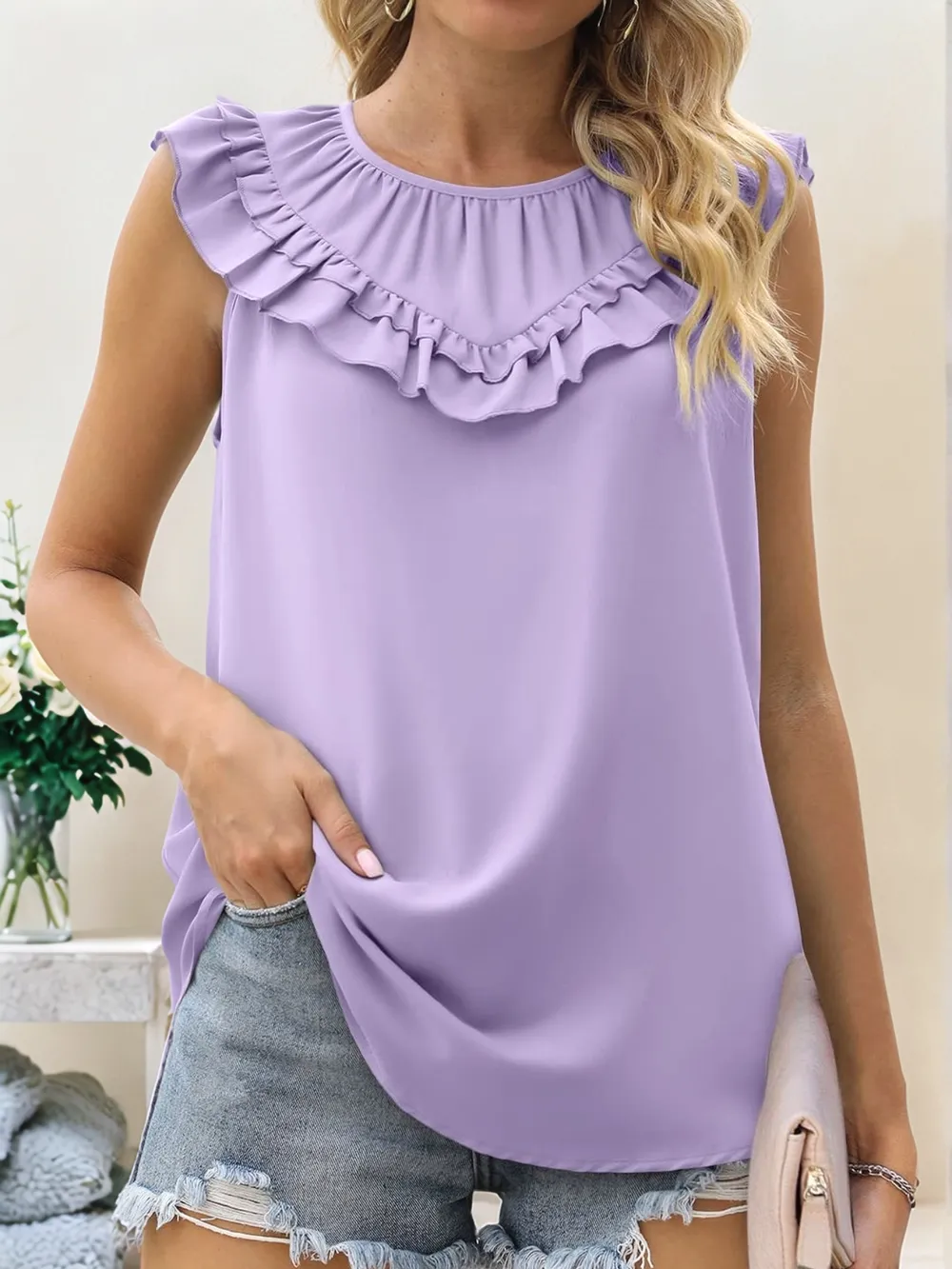 Ruffle Round Neck Blouse, image 8