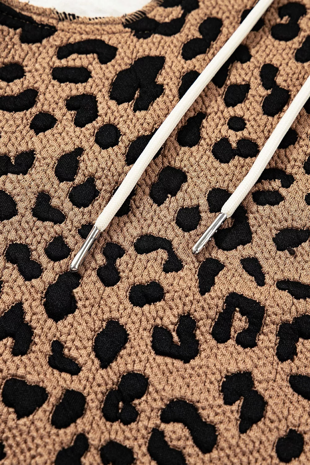 Drawstring Leopard Long Sleeve Hooded Jacket, image 7