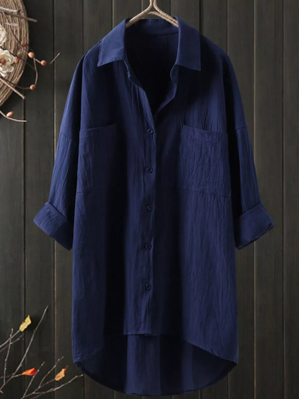 Full Size Casual Button-Down Shirt with Dual Chest Pockets Plus Size, image 28