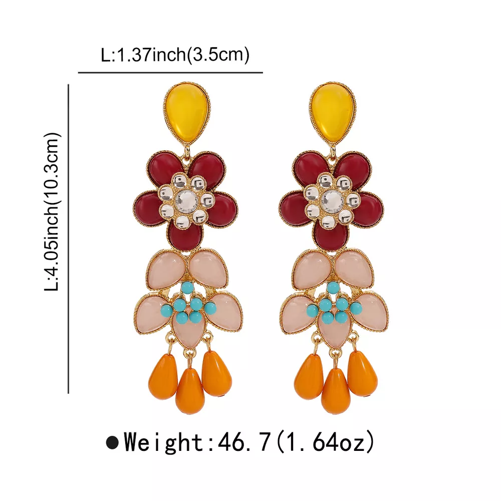 Flower Dangle Earrings, image 4
