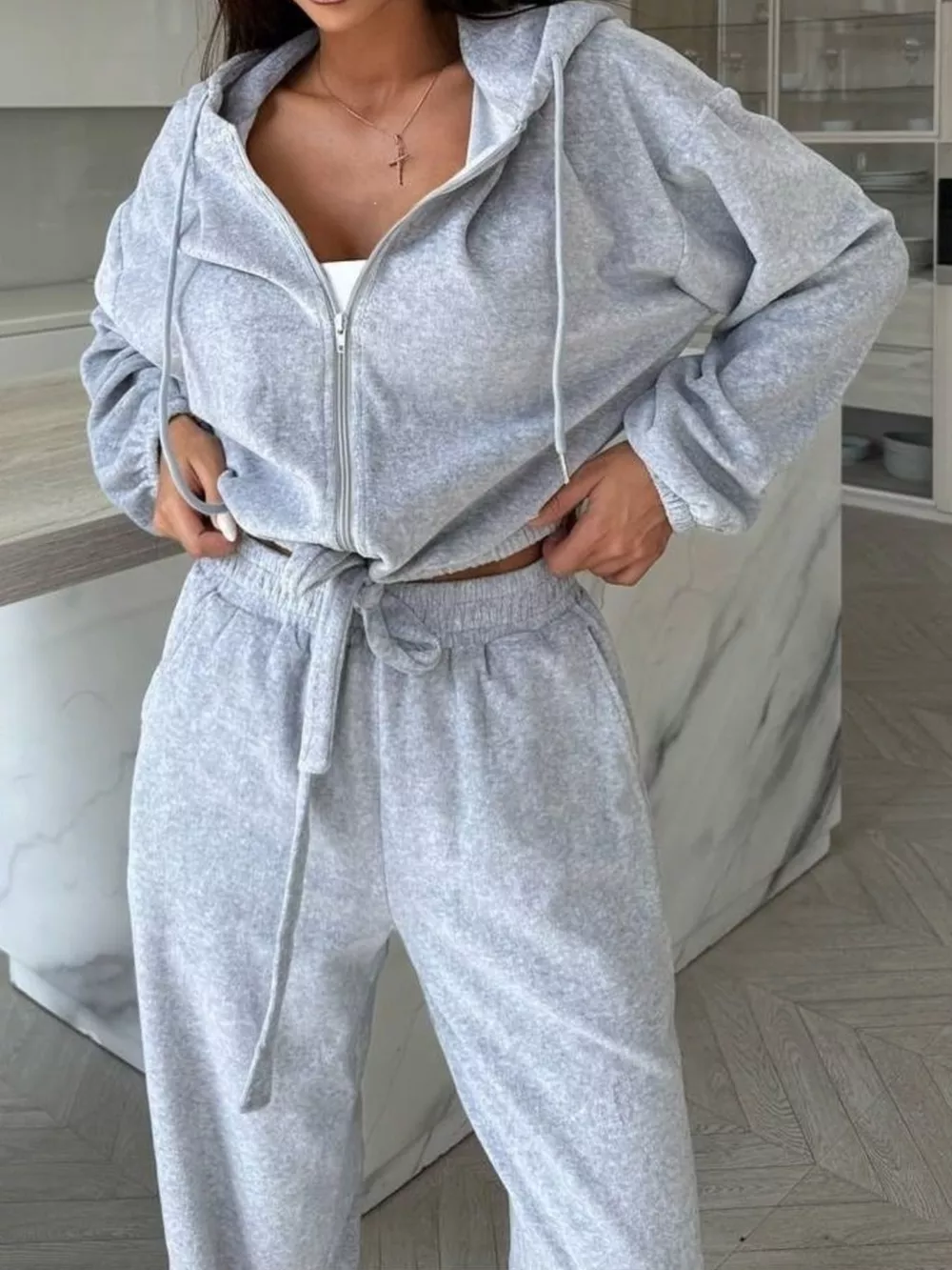Zip-Up Hoodie and Joggers Set, image 10