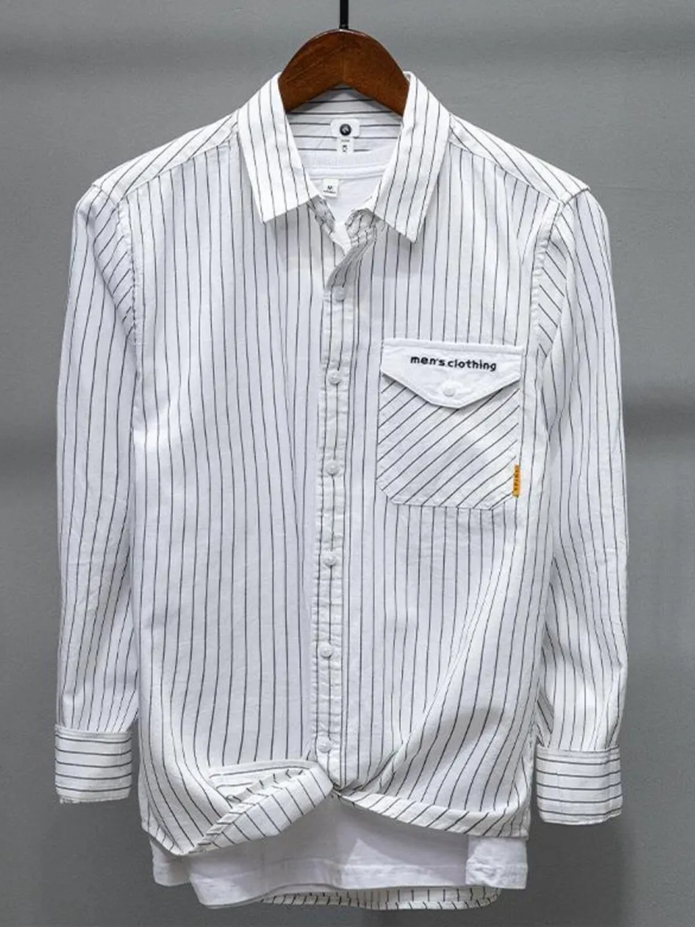Men's Plus Size Striped Button Up Long Sleeve Shirt, image 4