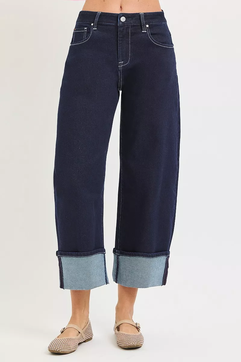 Slouchy Crop Barrel Cuffed Hem Jeans, image 4