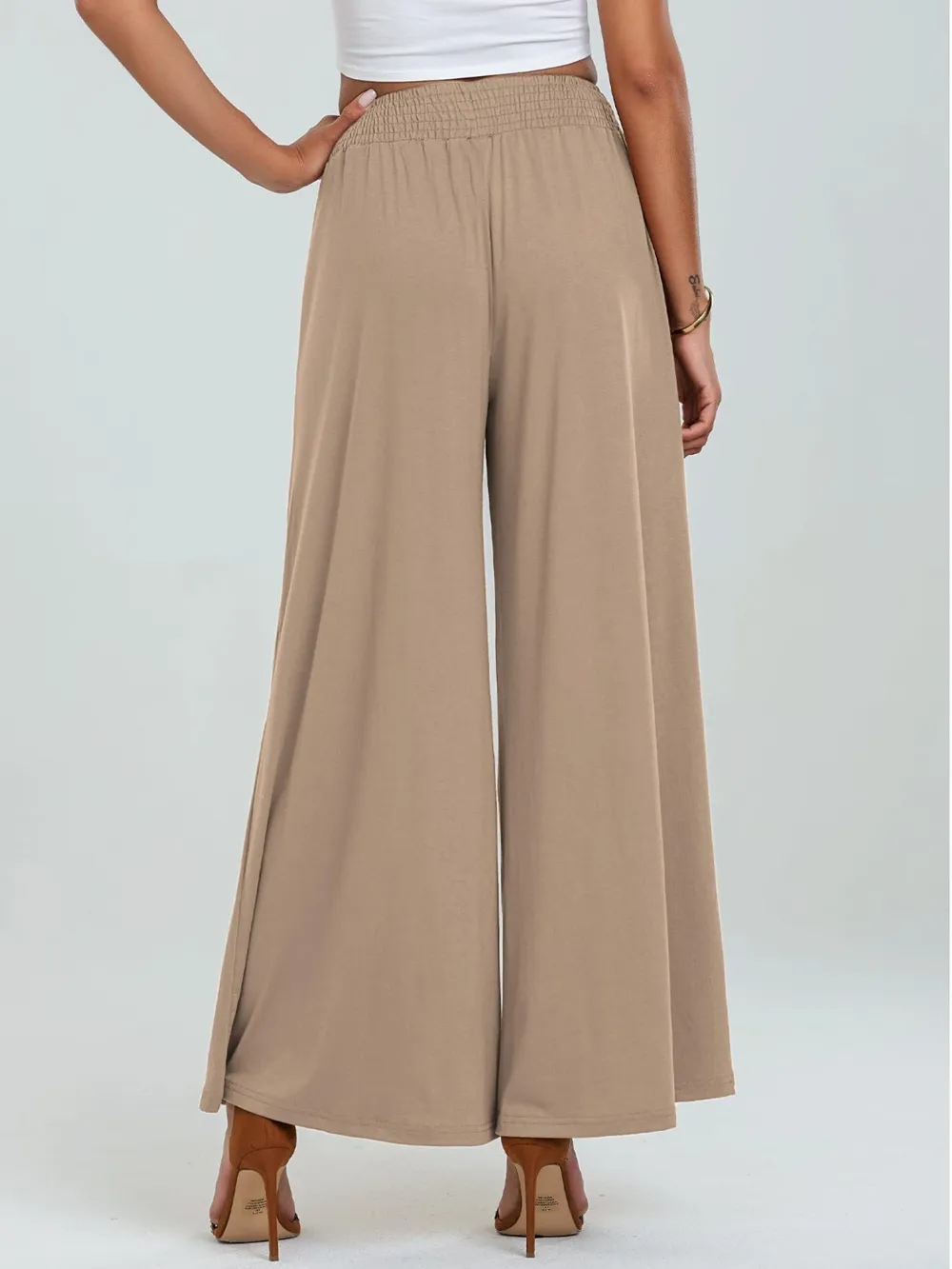 Pocketed Elastic Waist Wide Leg Pants, image 11