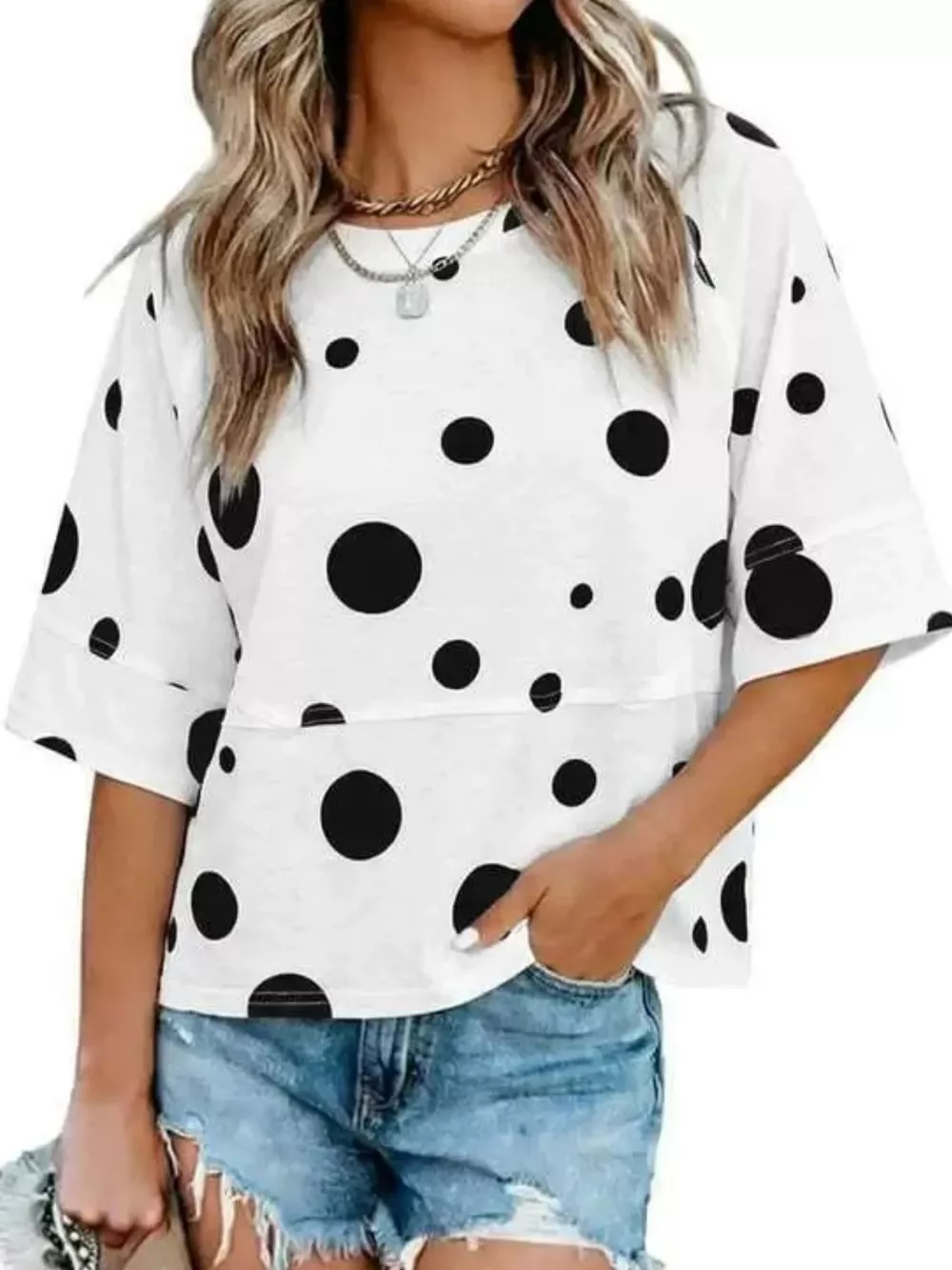 Full Size Printed Loose Fit T-Shirt Plus Size