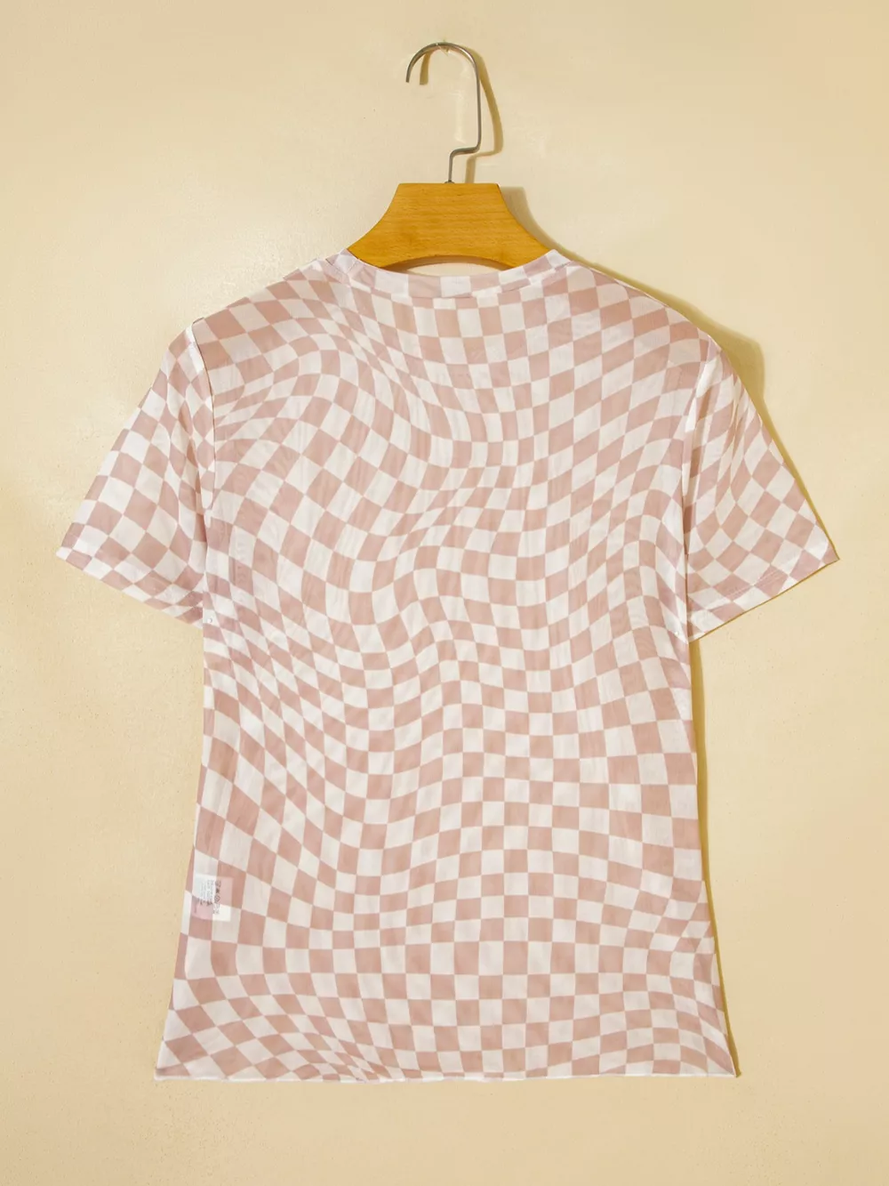 heckered Print Crew Neck Mesh T Shirt, image 9