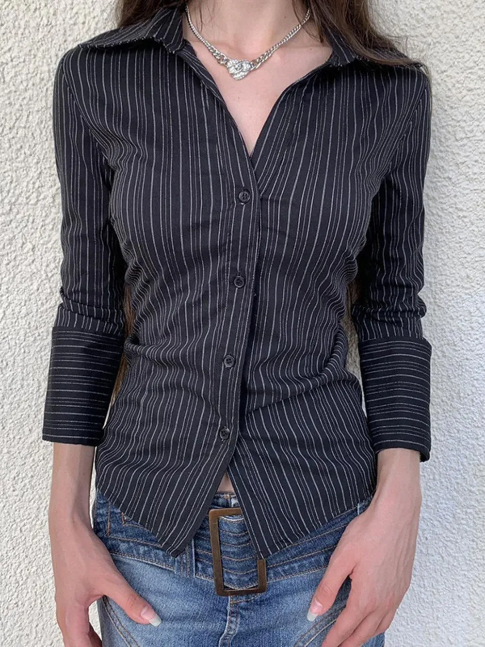 Striped Button-Down Collared Neck Shirt, image 28