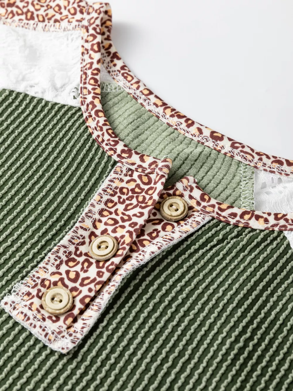 Leopard Trim Raglan Sleeve Top, image 14