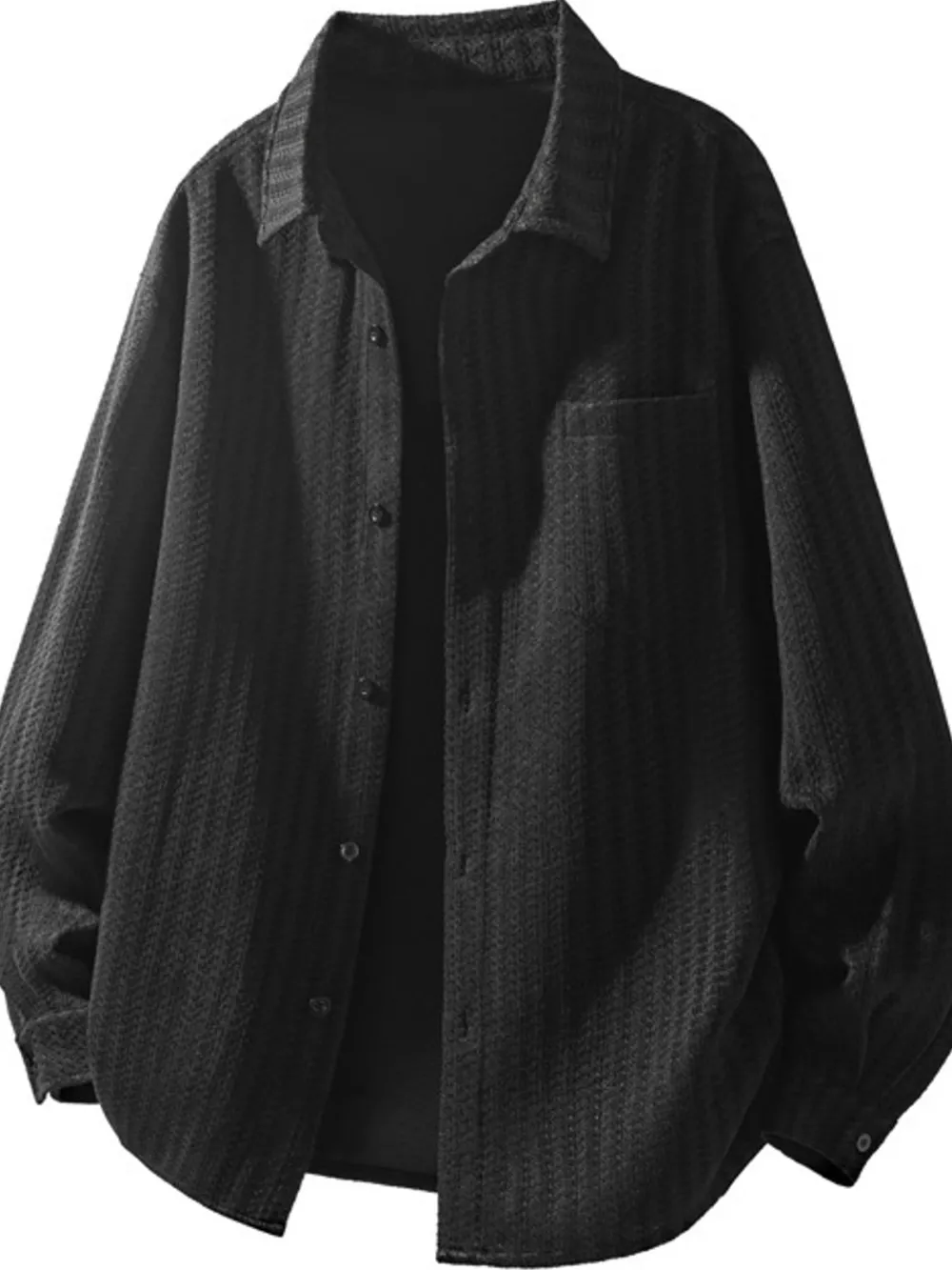 Men's Plus Size Button Up Long Sleeve Shacket, image 9