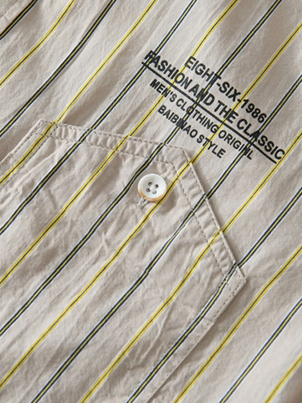 Men's Plus Size Classic Striped Button-Down Shirt, image 7