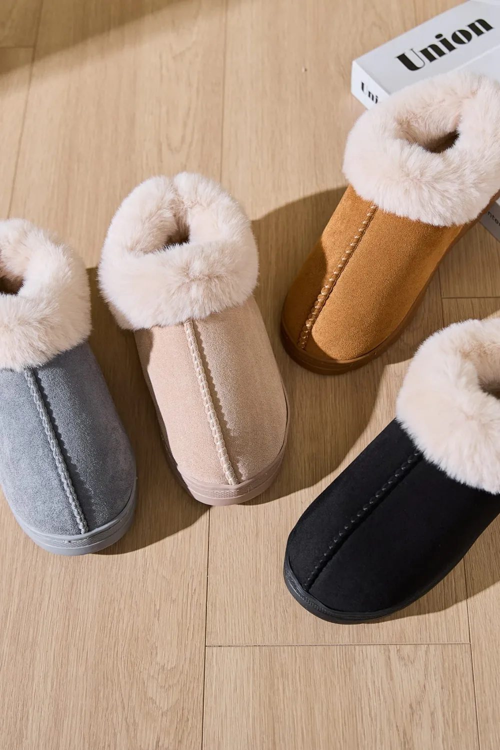 Faux Fur Round Toe Platform Slippers, image 3