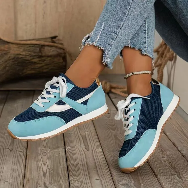 Mesh Contrast Round Toe Sneakers, image 4