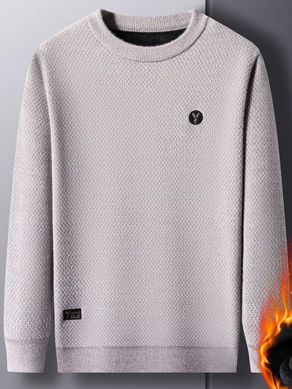 Men's Plus Size Textured Knit Mock Neck Sweater