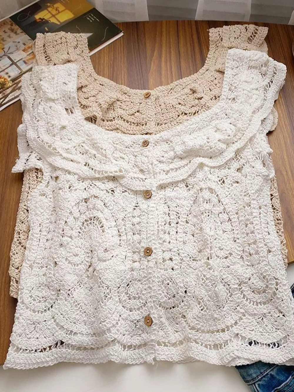Crochet Lace Button Up Cardigan, image 7