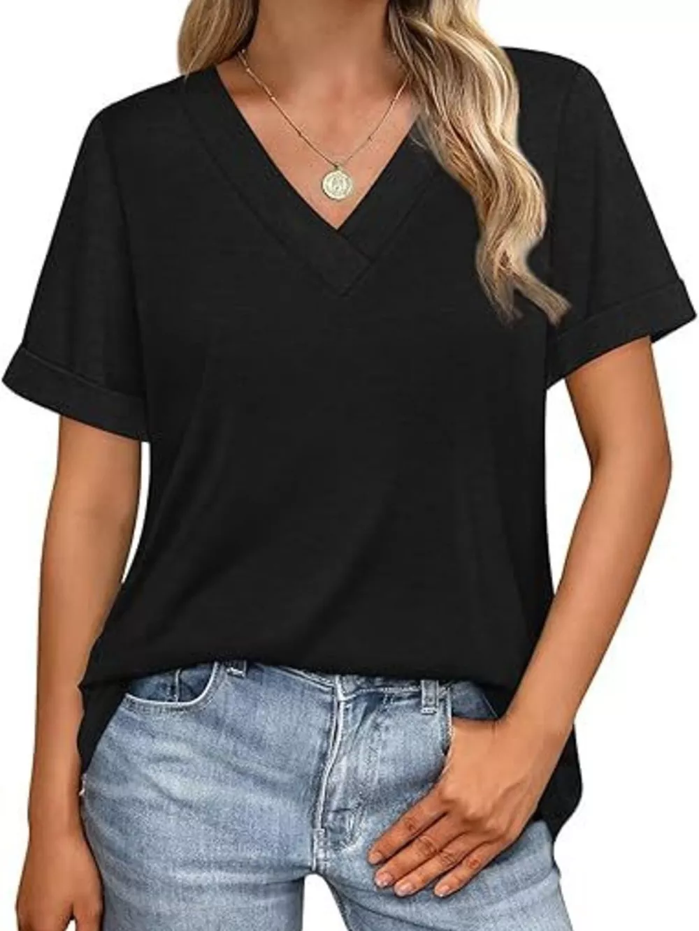 Casual V-Neck Short Sleeve T-Shirt, image 25