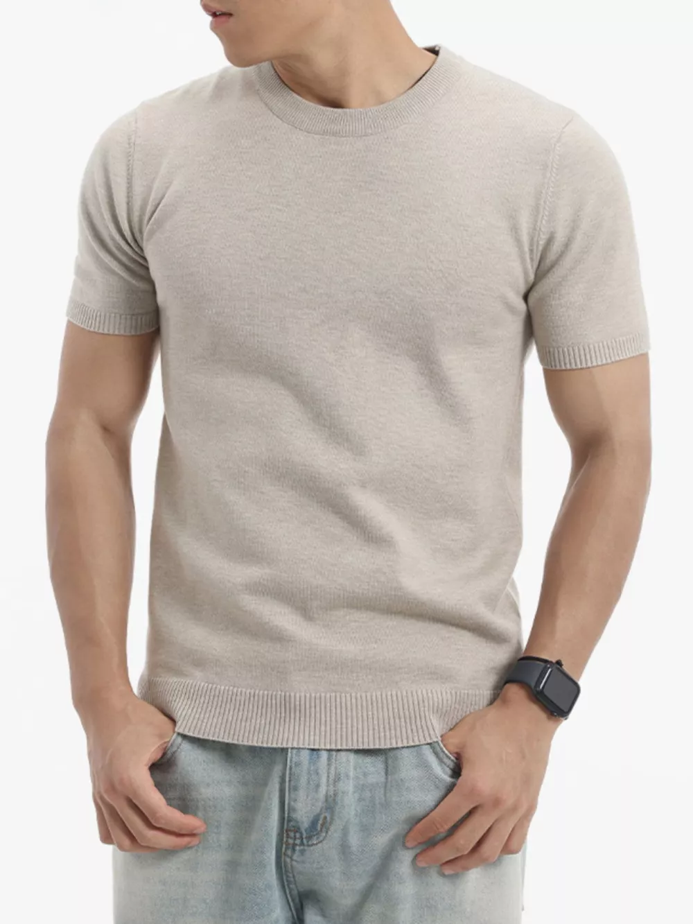Men's Plus Size Casual Short Sleeve Knit Top, image 6