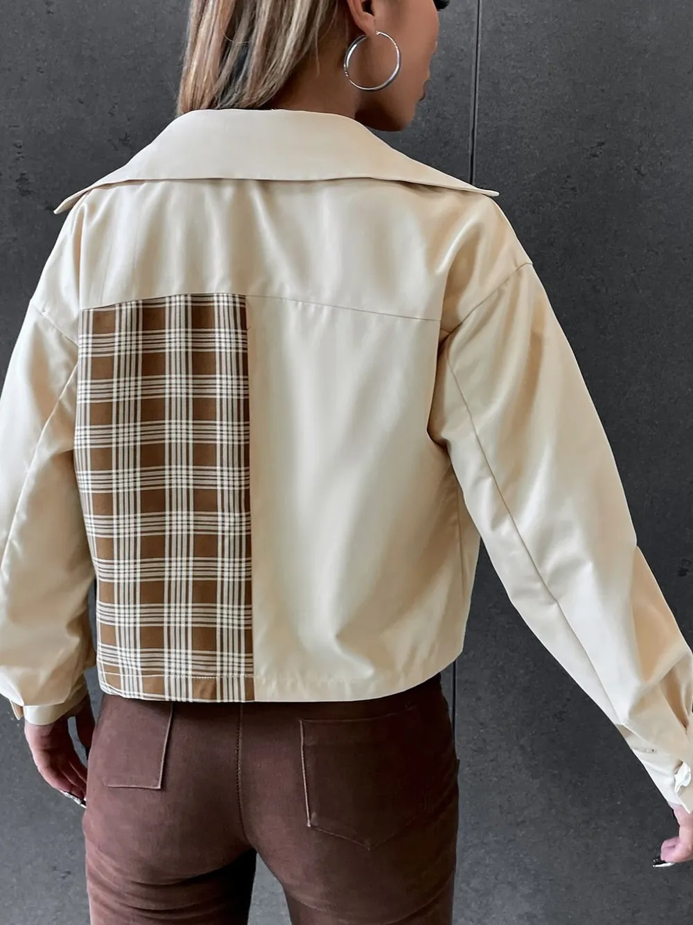 Snap Down Color Block Plaid Jacket, image 3