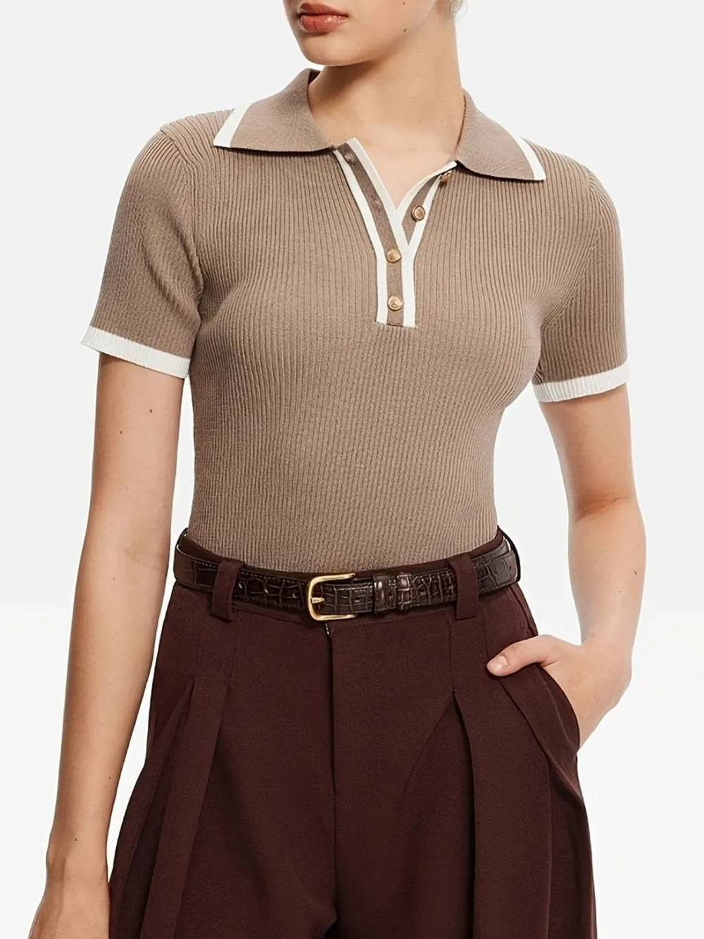 Contrast Trim Button Detail Polo, image 8
