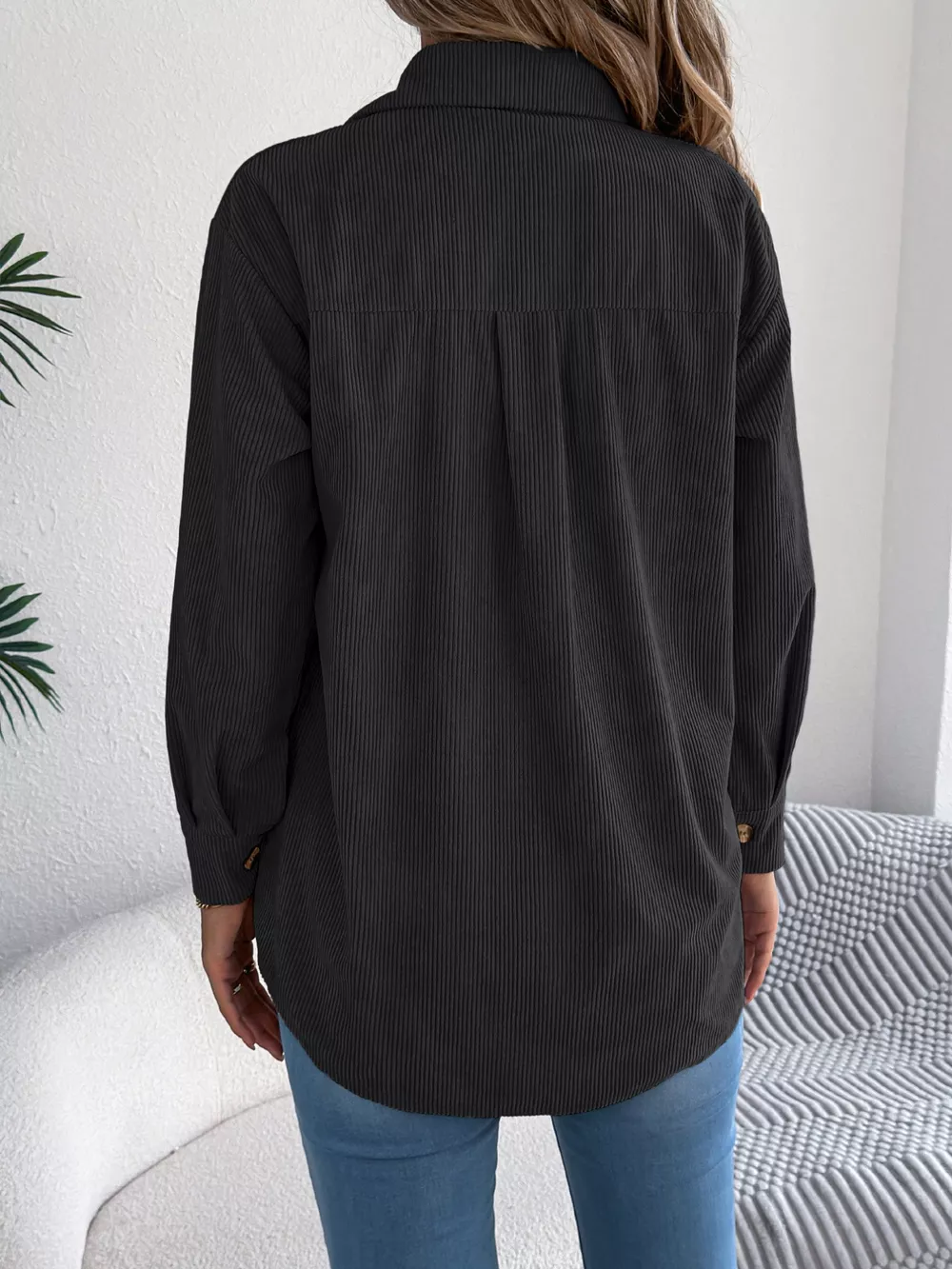 Casual Corduroy Button-Up Shacket, image 9