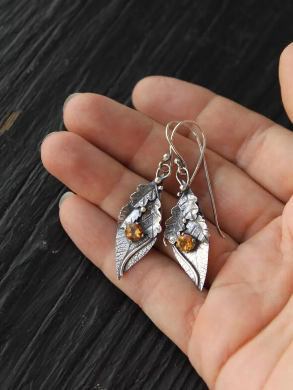 Alloy Rhinestone Leaf Shape Earrings, image 8