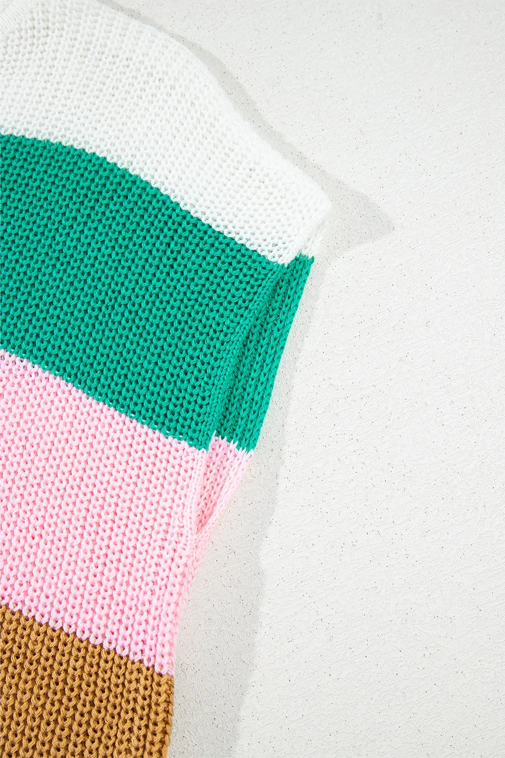 Color Block Notched Cap Sleeve Knit Top, image 6